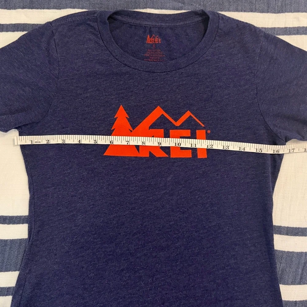 REI Women’s Blue Short Sleeve Tee with Red Logo, Small, GUC - Picture 4 of 5